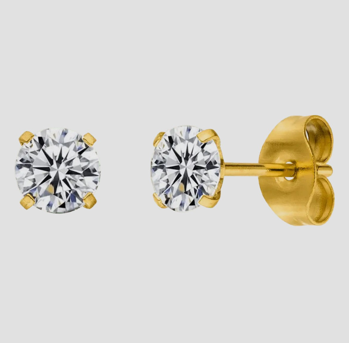 Bright Diamond Ørestikker – 18K Forgyldt med Zirkonia-sten (5 mm)