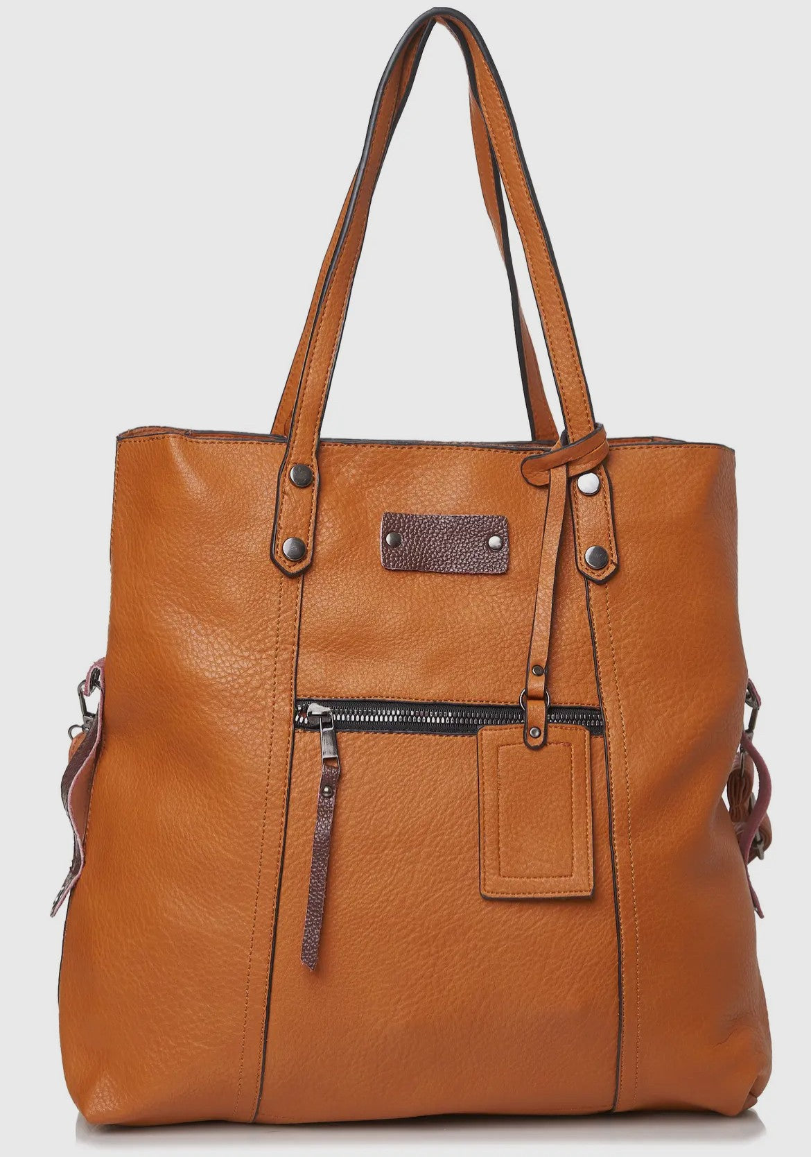 Shopper taske i cognac kunstlæder