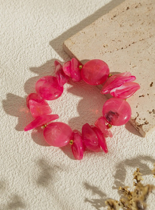 Elastisk Armbånd i Harpiks – Fuchsia