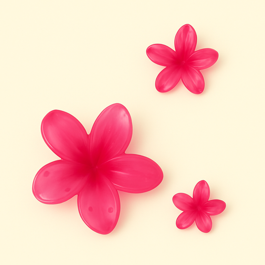 Sæt med 3 blomster hårspænder- 1 stort og  2 små - Pink blomst