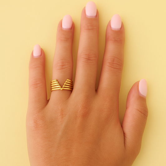 Guldfarvet justerbar ring