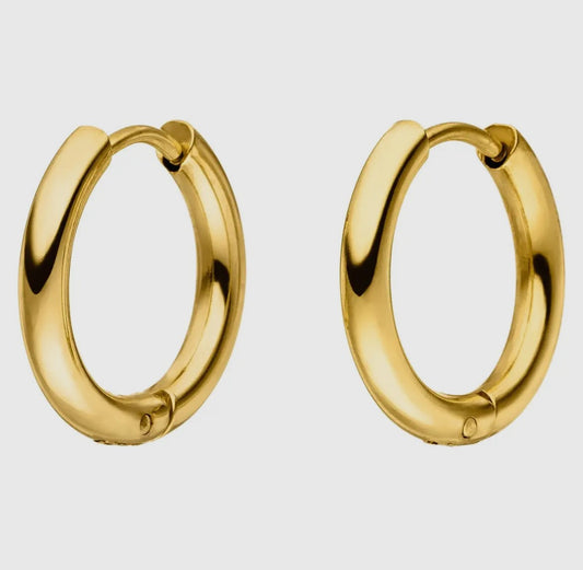 Simple Hoops – 18K Forgyldte Øreringe (14 mm)