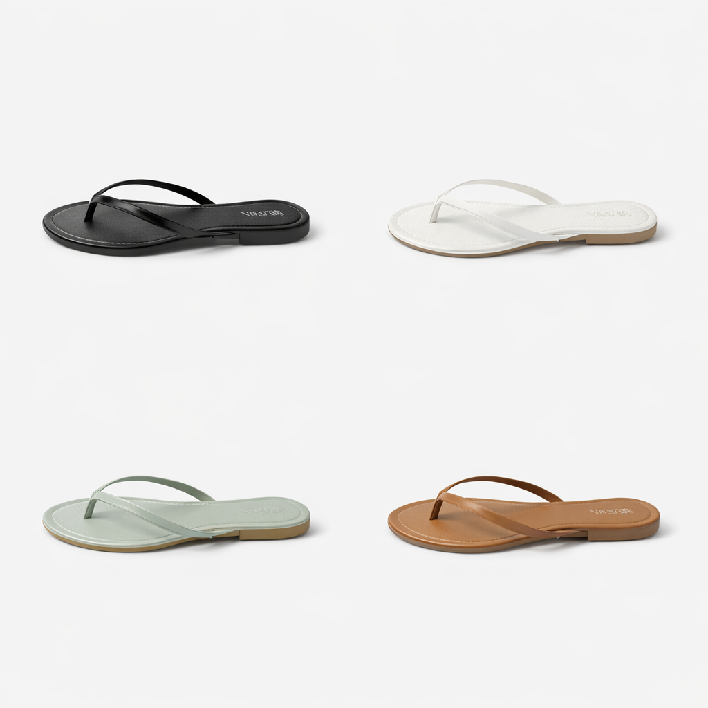 Flade sandaler med tåsplit – flere farver.