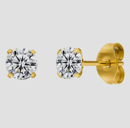 Bright Diamond Ørestikker – 18K Forgyldt med Zirkonia-sten (5 mm)