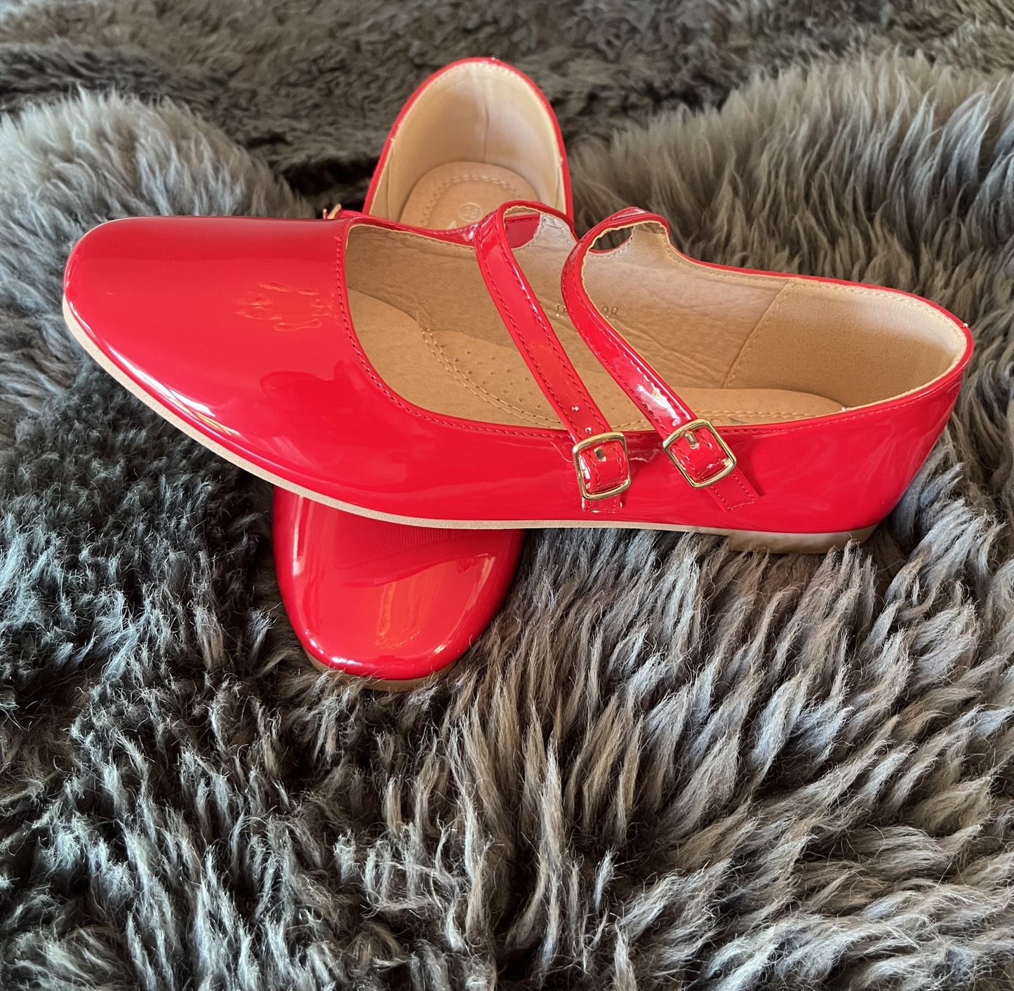 Mary Jane ballerina med dobbelte remme – Rød